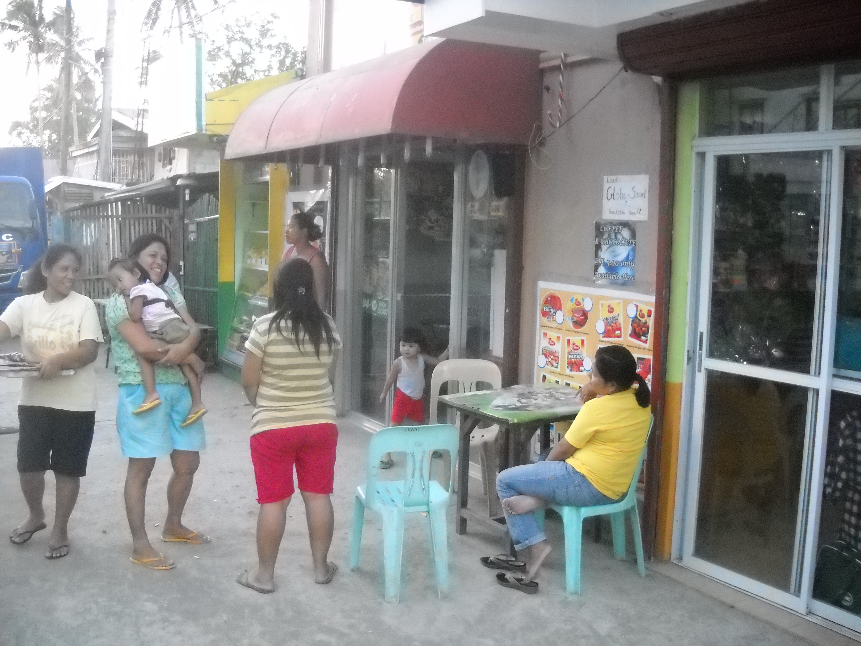 Hanging out by cafe next door