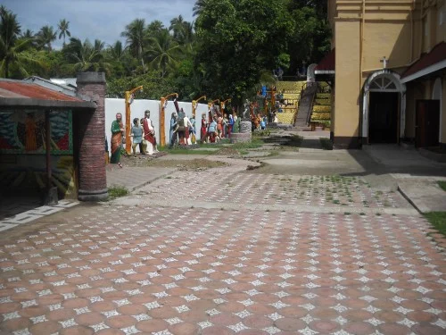 Church yard with statues