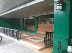 Making outdoor patio for Perk n' Brew