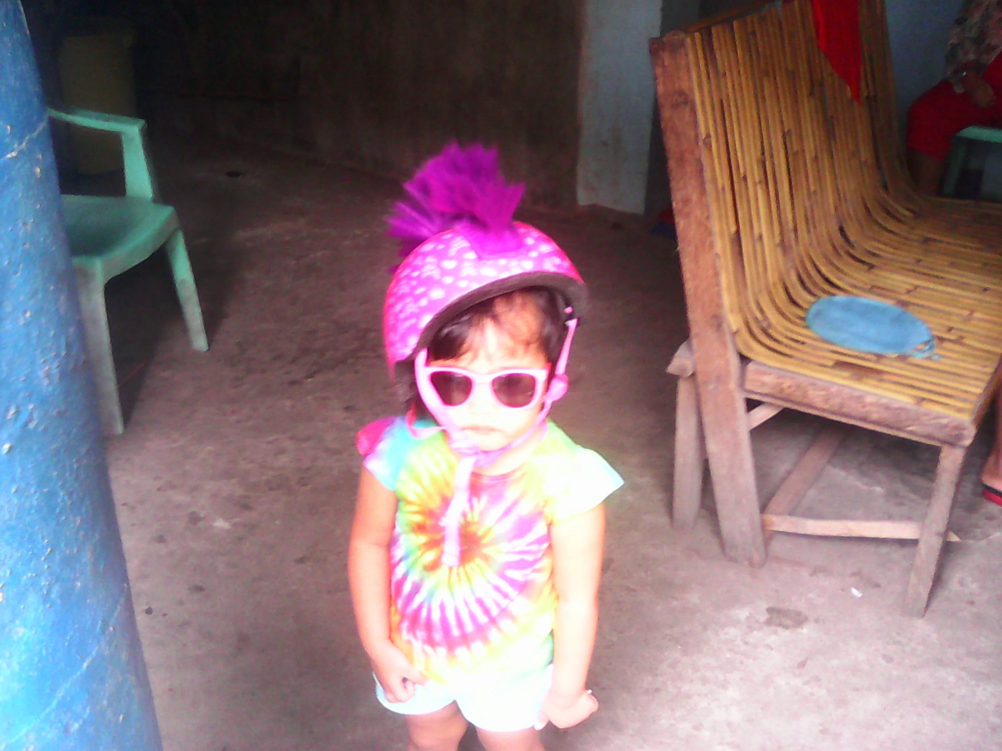 Samantha with her new helmet