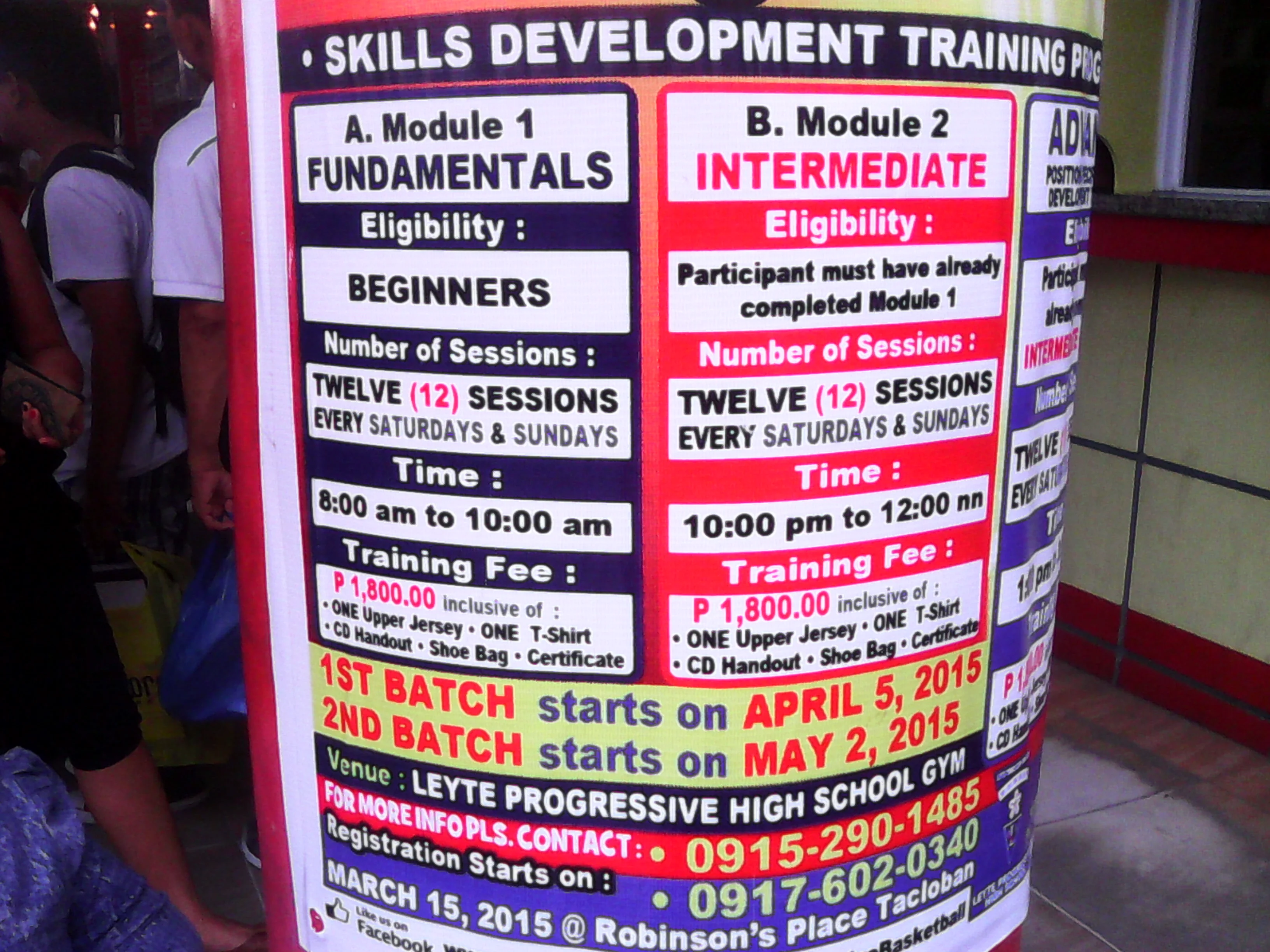 Advertisement on post at Tacloban Grand Tours